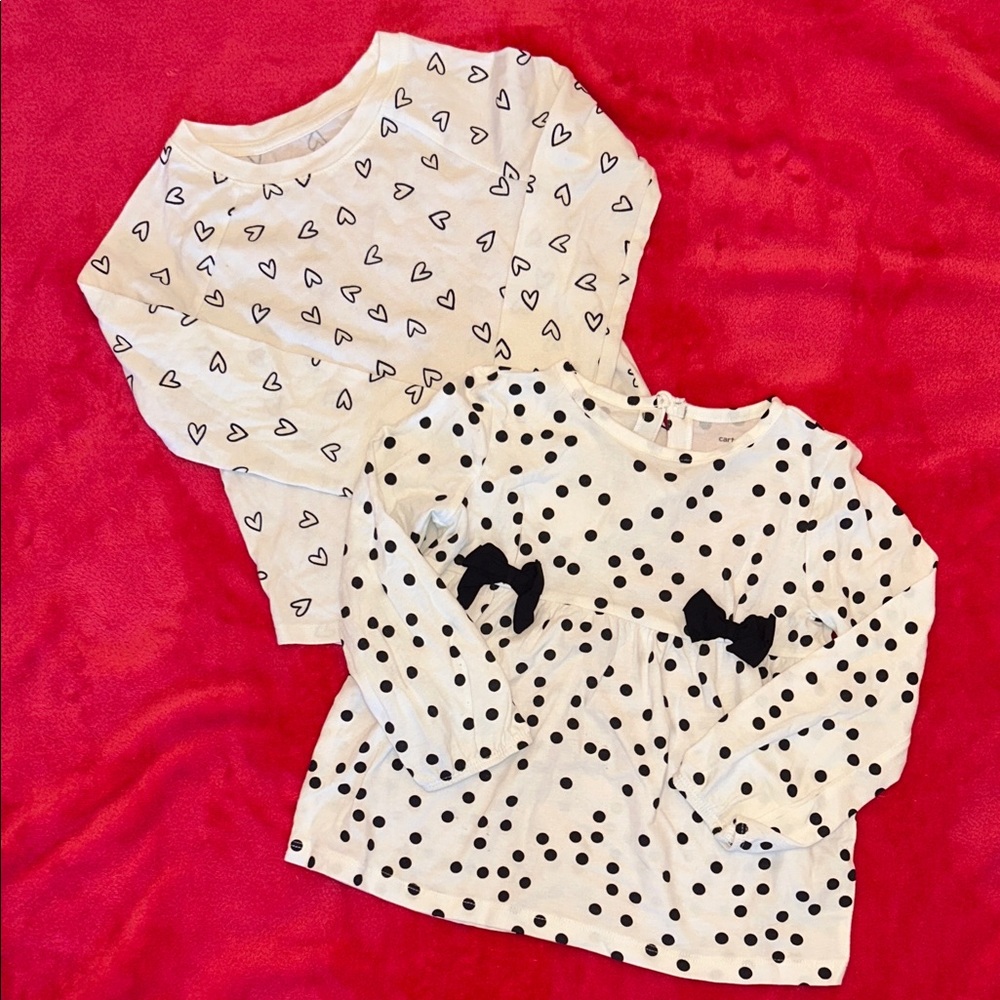 Pair of Toddler Girls’ B/W Tops: Carter’s and Cat & Jack